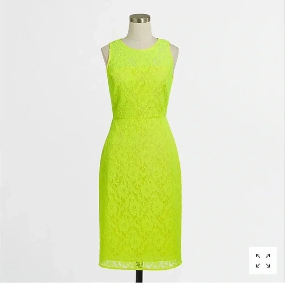J. Crew Collection neon lace sheath dress size 2